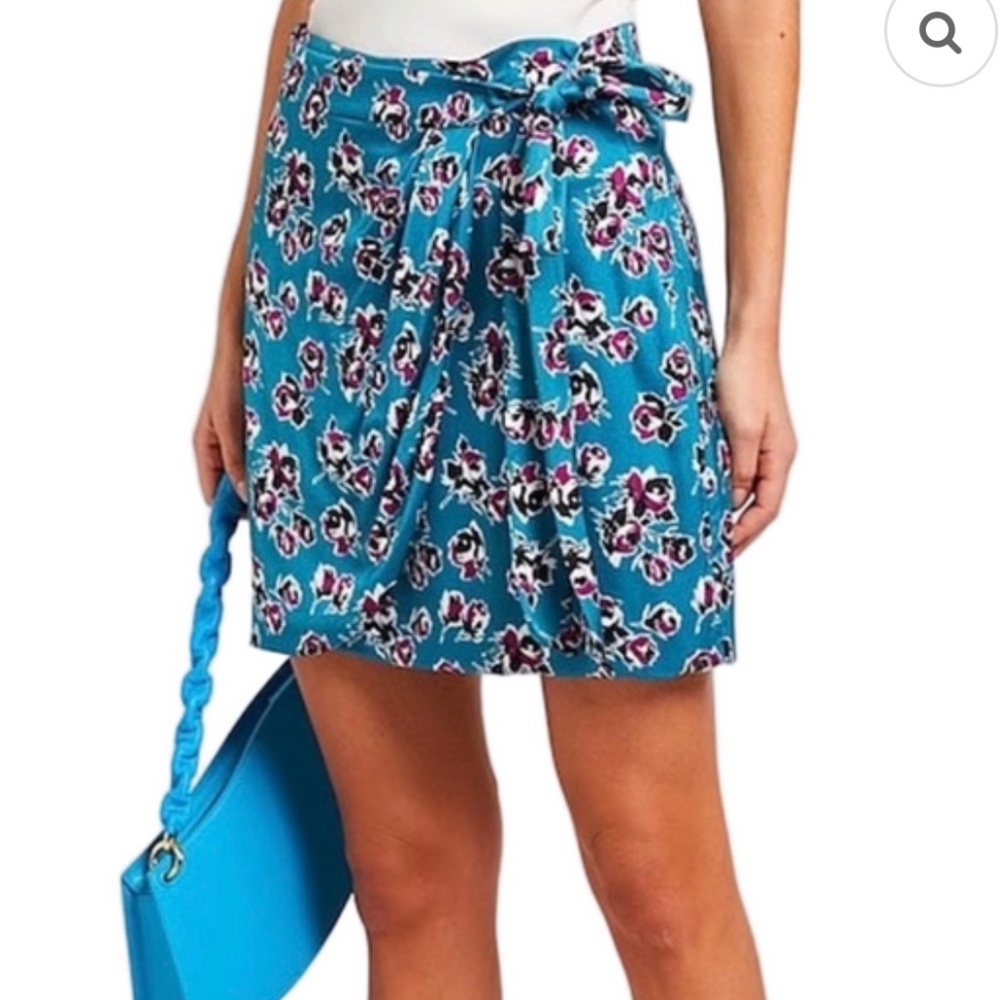 The Kooples women’s Floral print wrap mini Blue Skirt size 1 (Small)